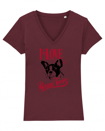 I Love Boston Terrier Burgundy