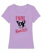 I Love Boston Terrier Tricou mânecă scurtă guler larg fitted Damă Expresser