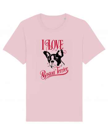 I Love Boston Terrier Cotton Pink
