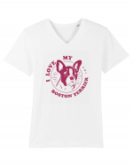 I Love My Boston Terrier Tricou mânecă scurtă guler V Bărbat Presenter