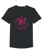 I Love My Boston Terrier Tricou mânecă scurtă guler larg Bărbat Skater