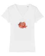 Floral RO Tricou mânecă scurtă guler V Damă Evoker