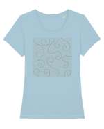 Roots Green Tricou mânecă scurtă guler larg fitted Damă Expresser