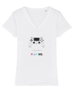 Play me. Tricou mânecă scurtă guler V Damă Evoker