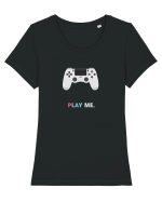 Play me. Tricou mânecă scurtă guler larg fitted Damă Expresser