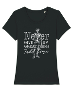 Never Give Up Tricou mânecă scurtă guler larg fitted Damă Expresser