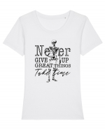 Never Give Up Tricou mânecă scurtă guler larg fitted Damă Expresser