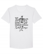 Never Give Up Tricou mânecă scurtă guler larg Bărbat Skater