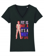 Fit is not a destination Tricou mânecă scurtă guler V Damă Evoker