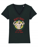 Beast Mode Go Hard Or Go Home Tricou mânecă scurtă guler V Damă Evoker