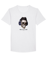 Craniu cu casti - skullphones 13 Tricou mânecă scurtă guler larg Bărbat Skater