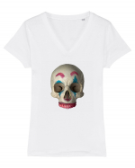 craniu skulljoker 02 Tricou mânecă scurtă guler V Damă Evoker