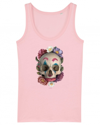 craniu skulljoker cu flori 03 Cotton Pink