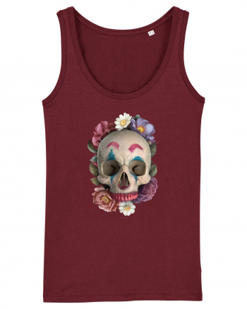 craniu skulljoker cu flori 03 Burgundy