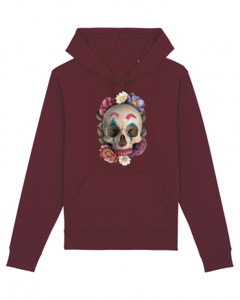 craniu skulljoker cu flori 03 Burgundy