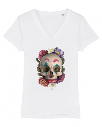 craniu skulljoker cu flori 03 White