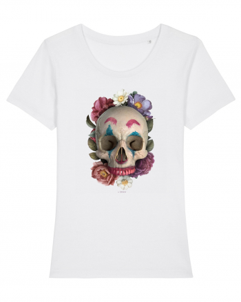 craniu skulljoker cu flori 03 White