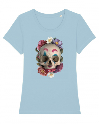 craniu skulljoker cu flori 03 Sky Blue