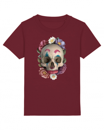 craniu skulljoker cu flori 03 Burgundy