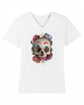 craniu skulljoker cu flori 03 White