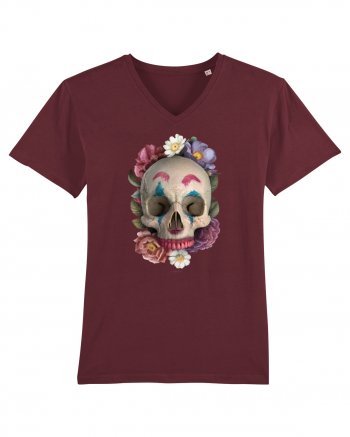 craniu skulljoker cu flori 03 Burgundy