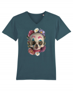 craniu skulljoker cu flori 03 Tricou mânecă scurtă guler V Bărbat Presenter