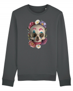 craniu skulljoker cu flori 03 Bluză mânecă lungă Unisex Rise