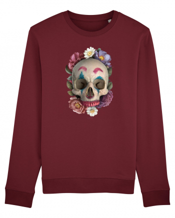 craniu skulljoker cu flori 03 Burgundy