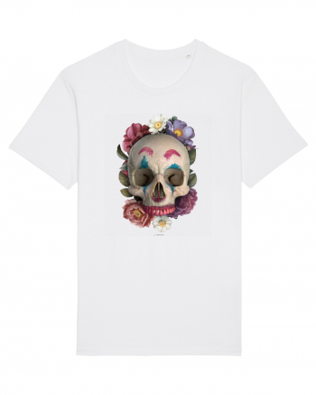 craniu skulljoker cu flori 03 White