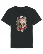 craniu skulljoker cu flori 03 Tricou mânecă scurtă Unisex Rocker