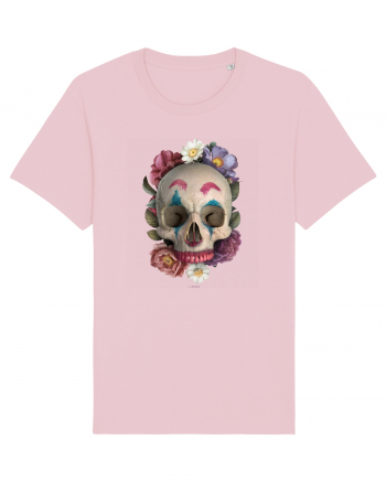 craniu skulljoker cu flori 03 Cotton Pink