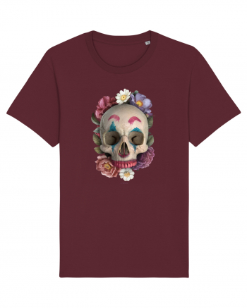 craniu skulljoker cu flori 03 Burgundy