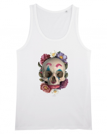 craniu skulljoker cu flori 03 White