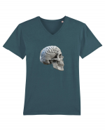 Craniu cu creier - skullbrain 01b Tricou mânecă scurtă guler V Bărbat Presenter