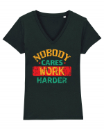 Retro Nobody Cares Work Harder Tricou mânecă scurtă guler V Damă Evoker