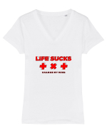 Life s*cks Tricou mânecă scurtă guler V Damă Evoker
