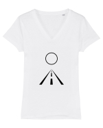 Circle Sun - black road Tricou mânecă scurtă guler V Damă Evoker