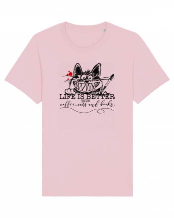 Coffee, Cats & Books Cotton Pink