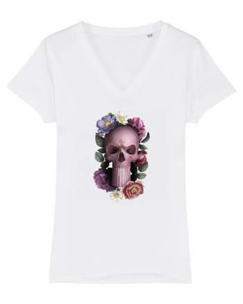 Craniu cu flori punishskull 02 White