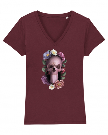 Craniu cu flori punishskull 02 Burgundy