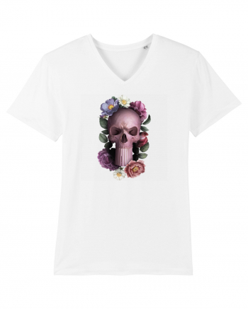 Craniu cu flori punishskull 02 White