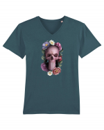 Craniu cu flori punishskull 02 Tricou mânecă scurtă guler V Bărbat Presenter