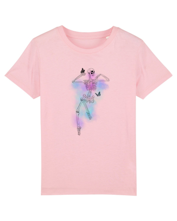 Schelete visator pe fundal colorat încojurat de fluturași Cotton Pink