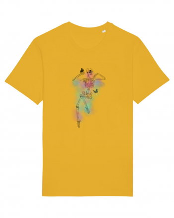 Schelete visator pe fundal colorat încojurat de fluturași Spectra Yellow