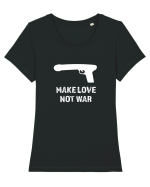 Make love, not war! Tricou mânecă scurtă guler larg fitted Damă Expresser
