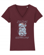 Social Distancing Tricou mânecă scurtă guler V Damă Evoker