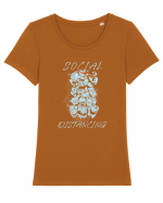 Social Distancing Tricou mânecă scurtă guler larg fitted Damă Expresser