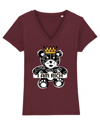 I Am Rich - Black Teddy Bear Burgundy