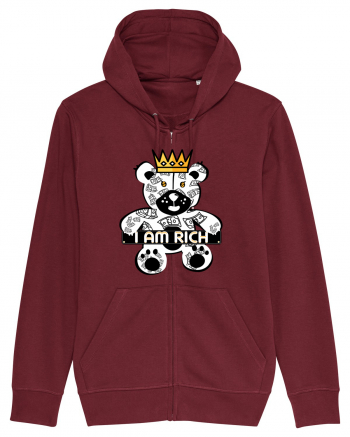 I Am Rich - White Teddy Bear Burgundy