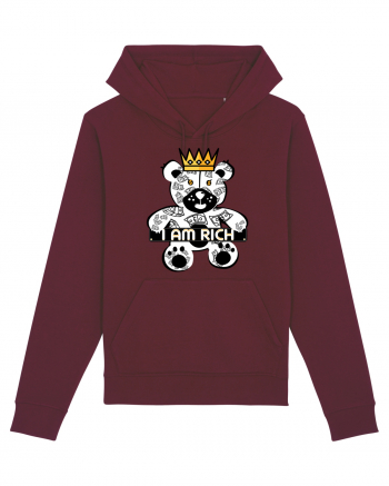 I Am Rich - White Teddy Bear Burgundy